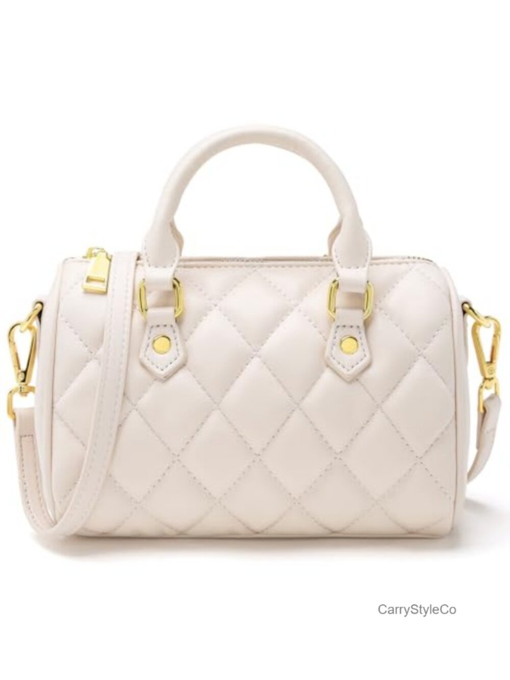 Small Vegan Leather Crossbody Satchel Top Handle Purse Quilted Shoulder Bag